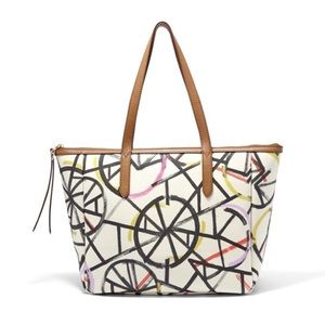 Fossil Graffiti Leather Tote Bag